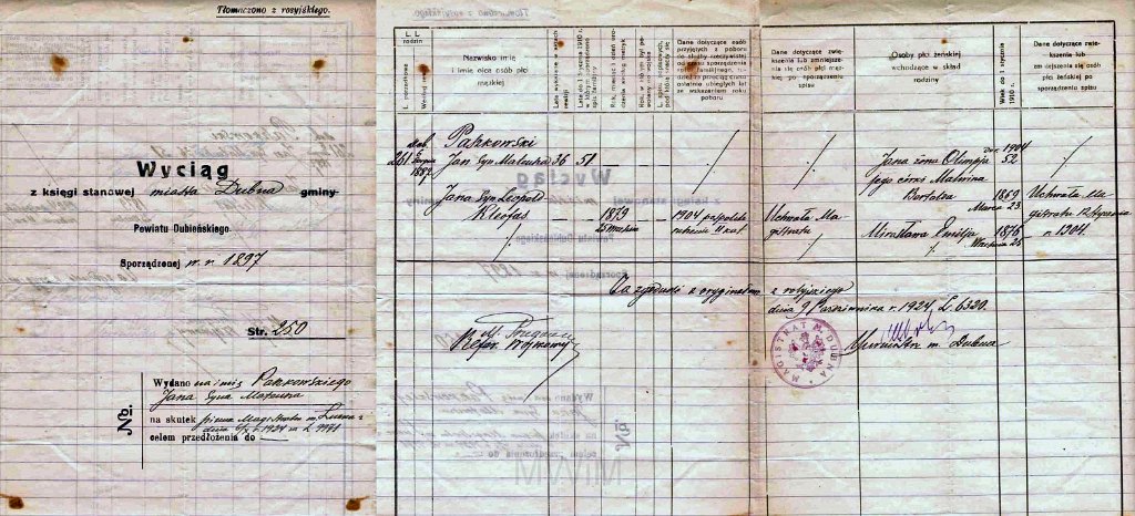 KKE 5942.jpg - Dok. Wypis z księgi stanowej. Potwierdzenie szlachectwa rodu Paszkowskich, Dubno, 1897 r.